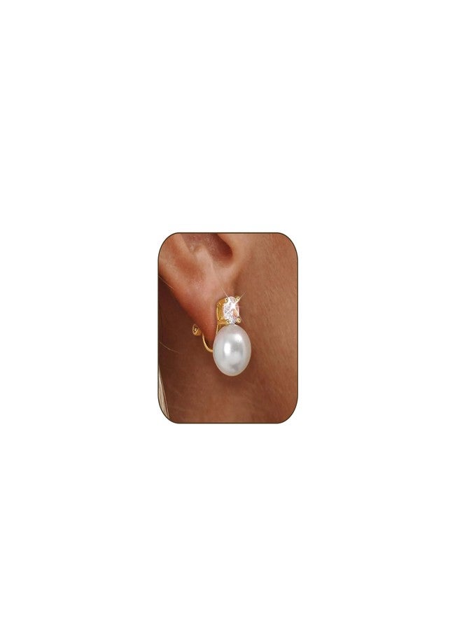 Novearring أقراط لؤلؤية بمشبك للنساء، أقراط لؤلؤية بدون ثقب، أقراط زفاف أنيقة للعرائس ووصيفات العروس، هدايا مجوهرات - Image 1